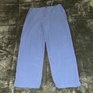 Rum Runner Pants Women's 18 Blue 100% Silk Elastic Waist Straight Leg Casual